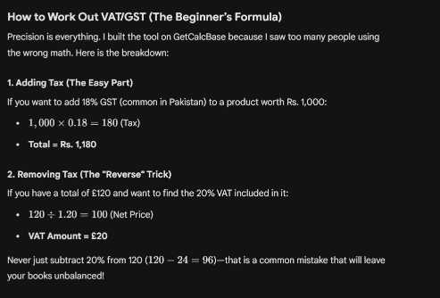 Ultimate Guide to VAT & GST for Beginners (2026 Edition) 3 How to Work Out VATGST (The Beginner’s Formula)