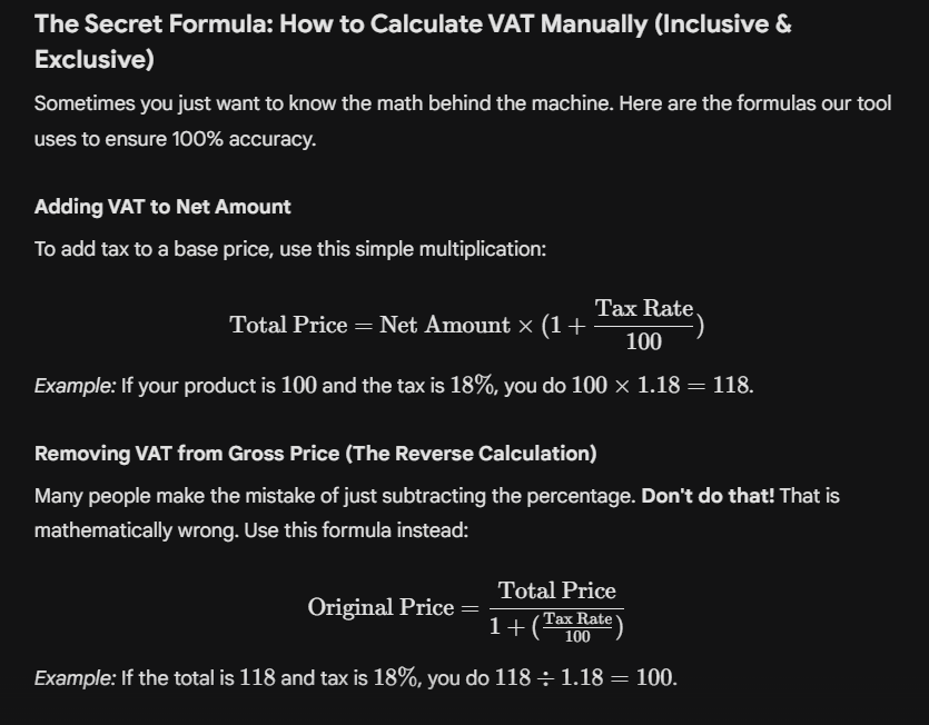 The Secret Formula How to Calculate VAT Manually (Inclusive & Exclusive)
