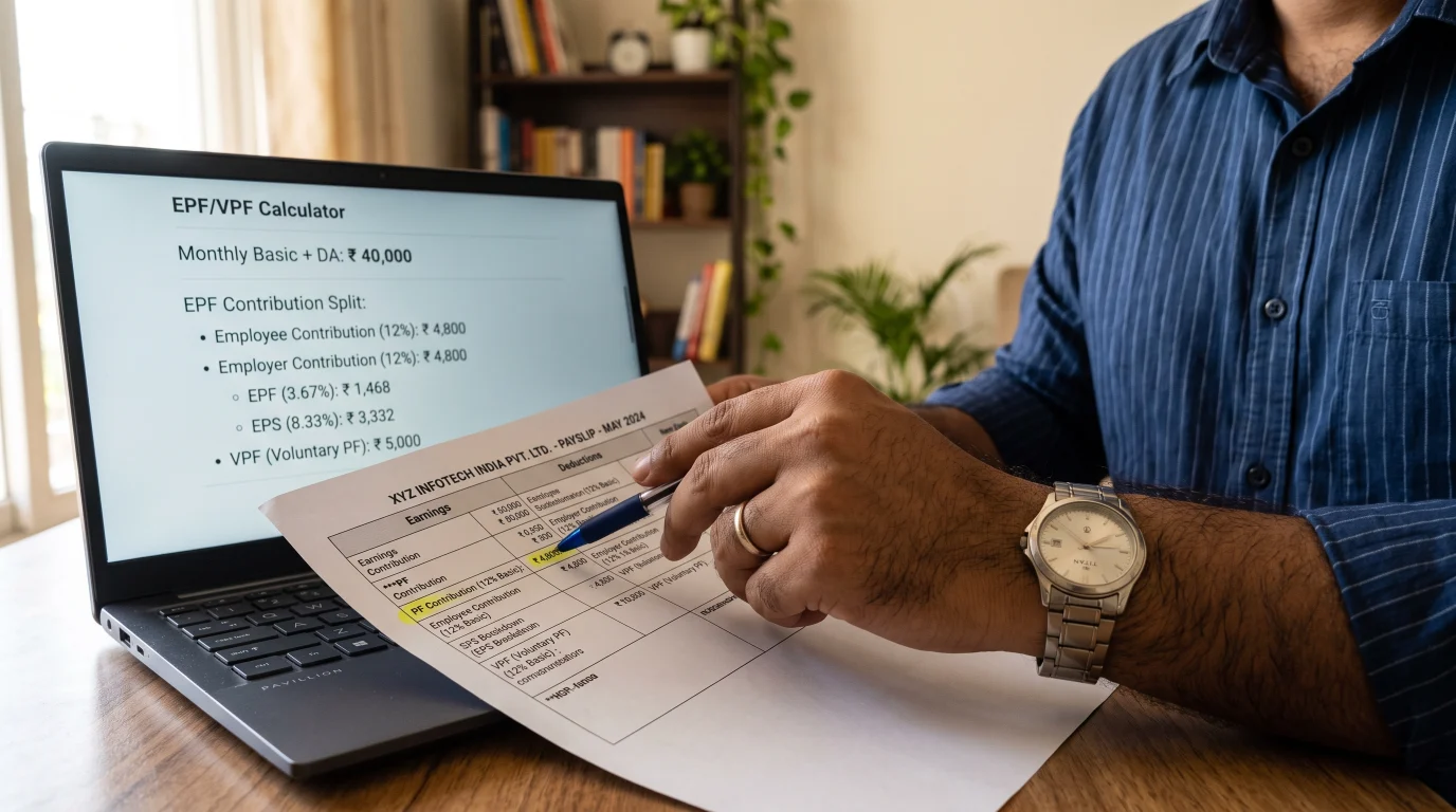 VPF Calculator 2026-27 PF & EPF with ₹1,800 Cap Option